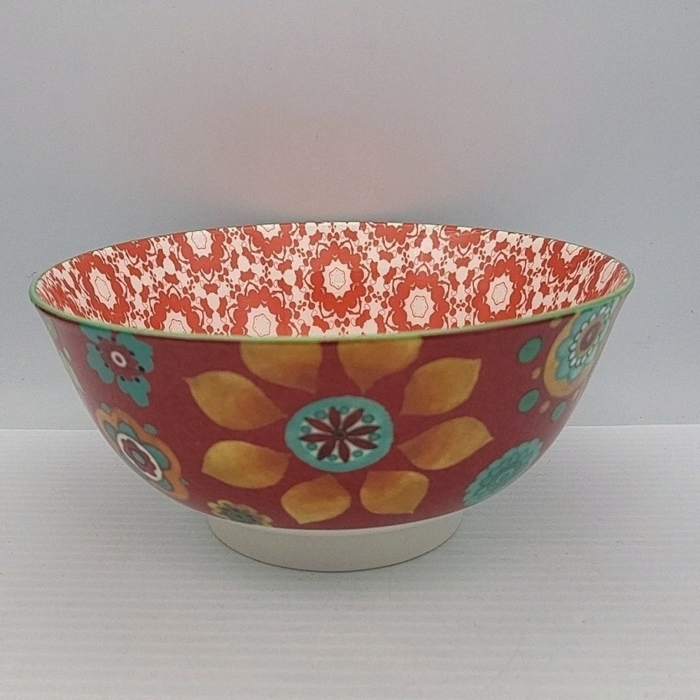 Certified International Sue Zipkin Colorful 7"  Soup‎ Bowl Red Interior